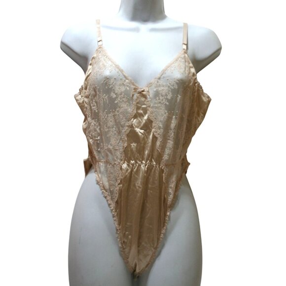 Kayser Other - VTG Kayser Lingerie Size 36 Beige Lace Bodysuit Made in USA Romantic Glam Teddy
